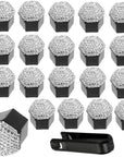 20Pcs Bling Car Wheel Nut Covers, Diamond Wheel Lug Nut Covers Hub Screw Cap Hexagonal Tire Nut Covers Protector with Removal Tool, Car Wheel Accessories Universal Car Decoration, White Size 19