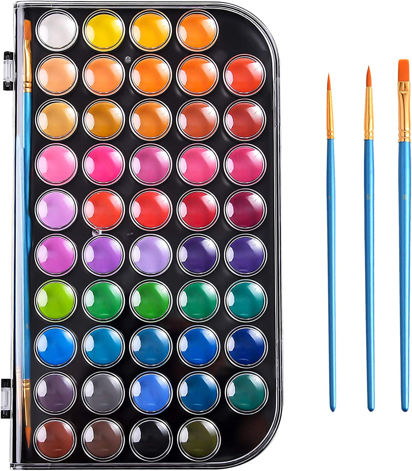 Upgraded 48 Colors Washable Watercolor Paint Set with 3 Brushes and Palette, Non-Toxic Paints Sets for Kids, Adults, Beginners Artists, Make Your Painting Talk…