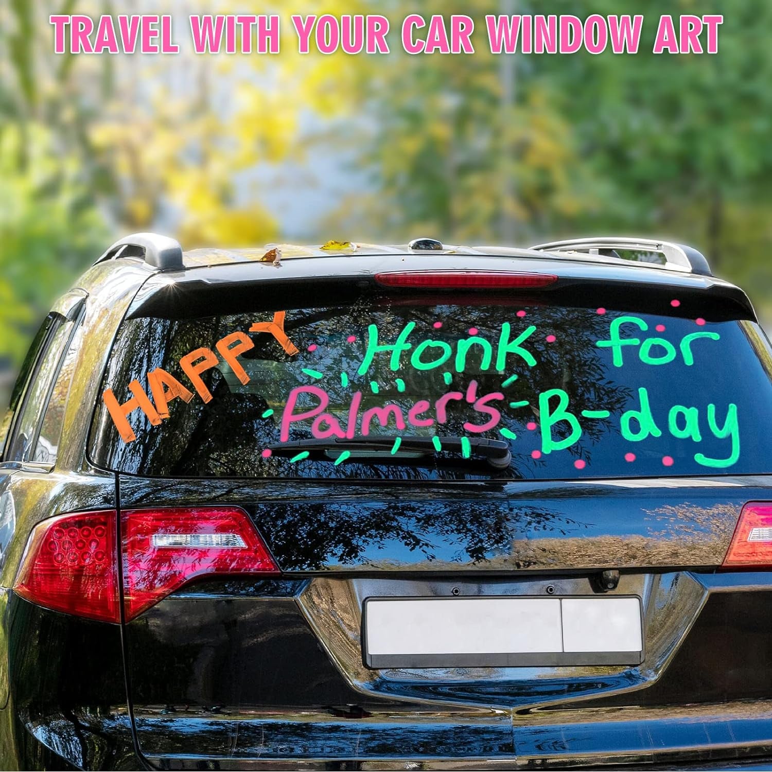 Car Window Markers for Auto Glass Washable - Liquid Window Chalk Markers Pen with 10Mm Jumbo Wide Tips, 8 Neon Colors Chalkboard Markers, Window Paint Markers for Menu Board, Blackboards, LED Poster
