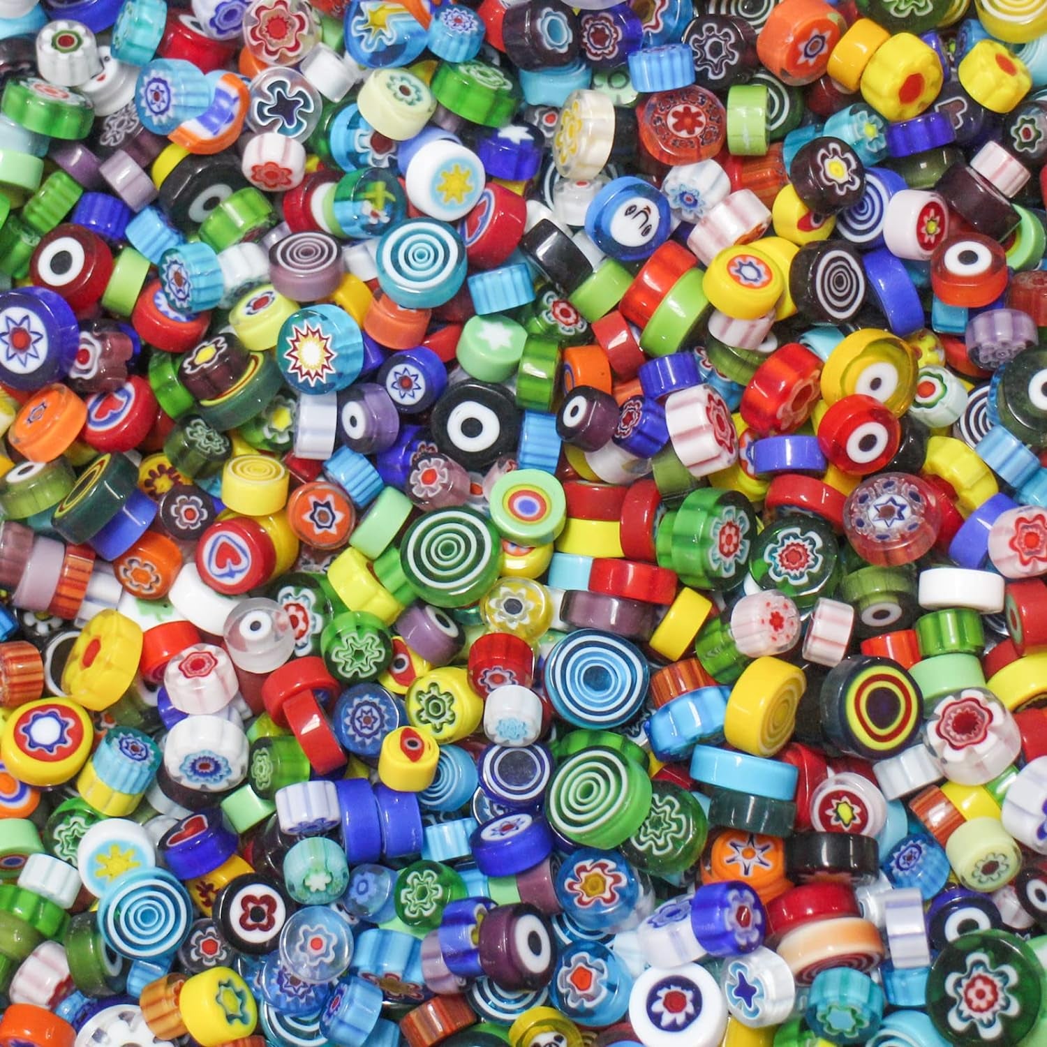 Millefiori Glass Mosaic Tiles for Crafts, Mosaic Glass Pieces,No-Hole Millefiori Glass Beads, Mosaic for Christmas Ornaments,Mosaic Jewelry