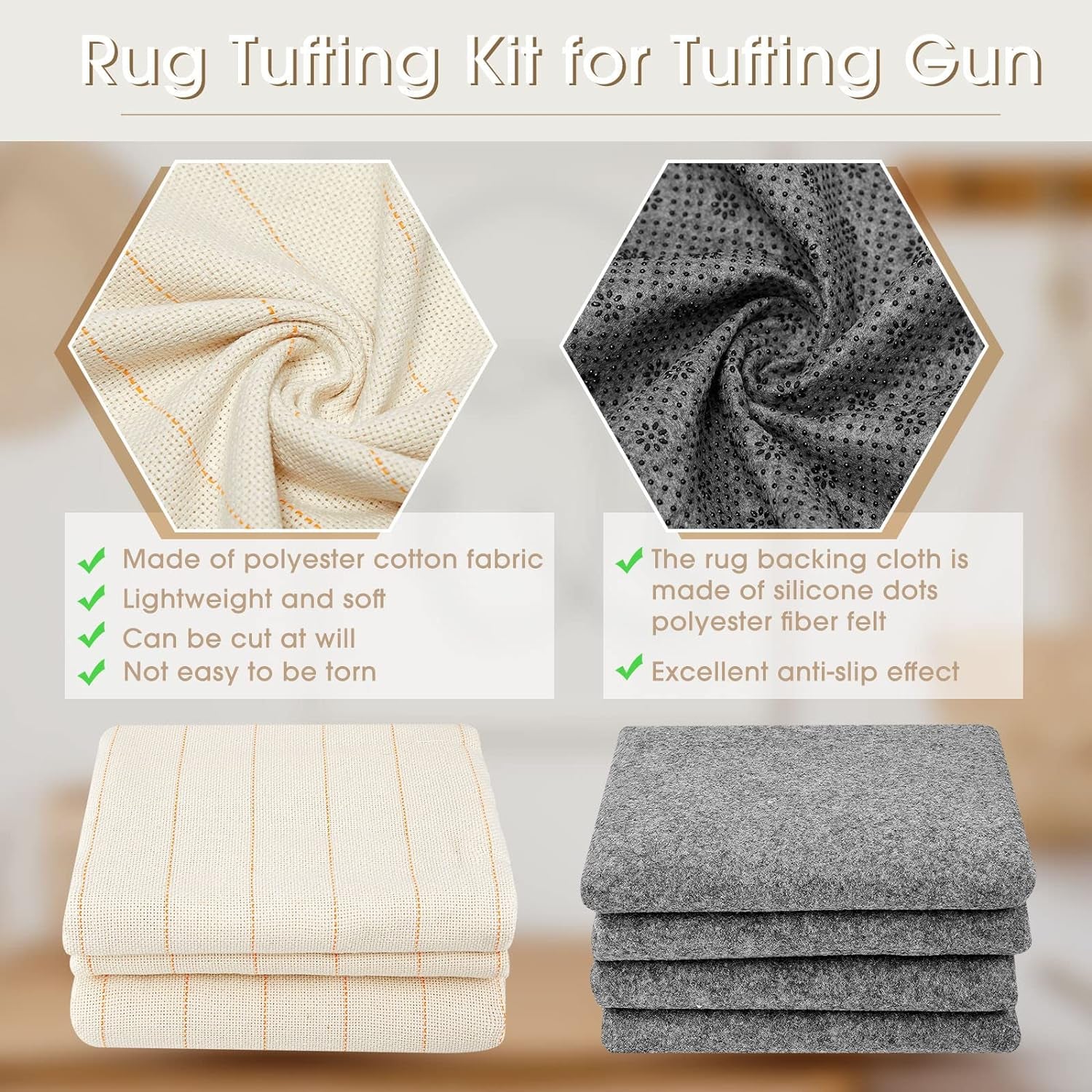 6 Pcs 79'' X 59" Large Tufting Cloth for Rugs and 71'' X 39" Non Slip Final Backing Tufting Cloth with Marked Lines Primary Tufting Cloth Rug Tufting Kit for Tufting Gun Punch Needle DIY Rug