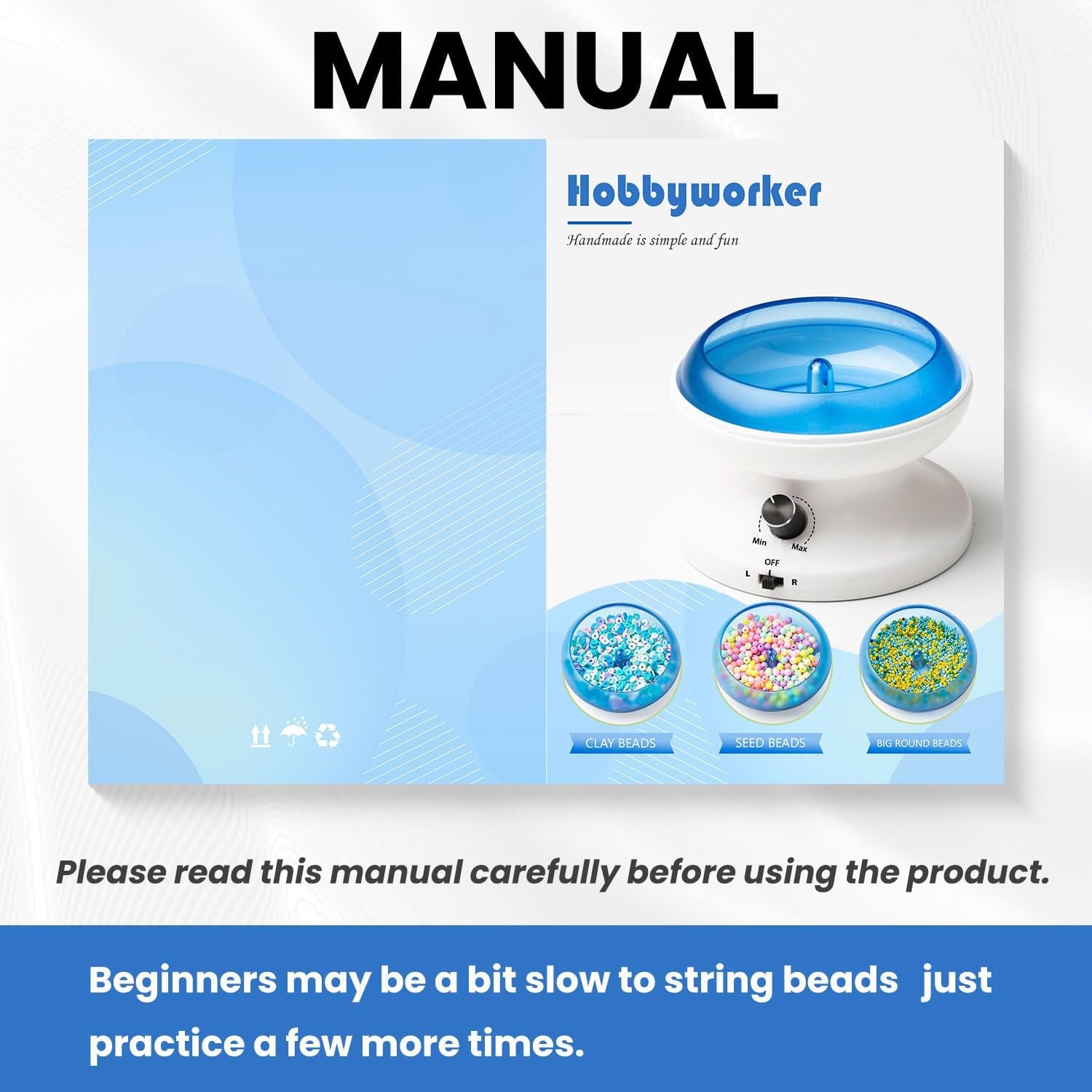 Electric Clay Bead Spinner Kit with 3Pcs Bead Trays 2Pcs Bead Spinner Needles, 1000Pcs Clay Beads and 1300Pcs Seed Beads 8M Elastic Cord for Bracelet Necklace Jewelry Making (Patented)