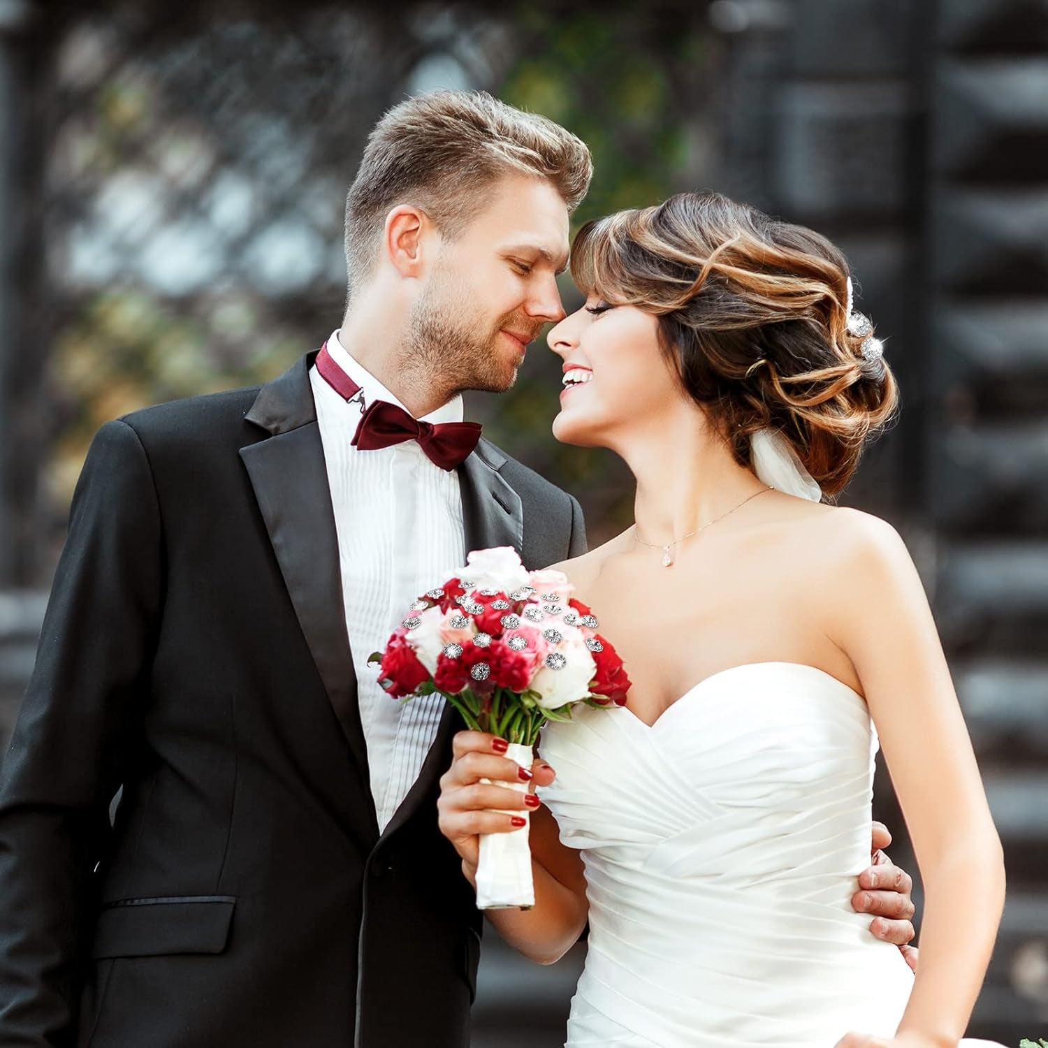 36 Pack Bouquet Pins Flower Pin round Diamond Crystal Floral Pins Rhinestone Wedding Corsages Pins Diamond Head Straight Pin for Wedding Bridal Jewelry Decoration (Glitter Style)