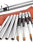 Sable Travel Watercolor Brushes,  4Pcs Kolinsky Sable Watercolor Travel Brushes with Leather Pouch - Fine Point Rounds Dagger Flat for Watercolor Gouache Ink Painting