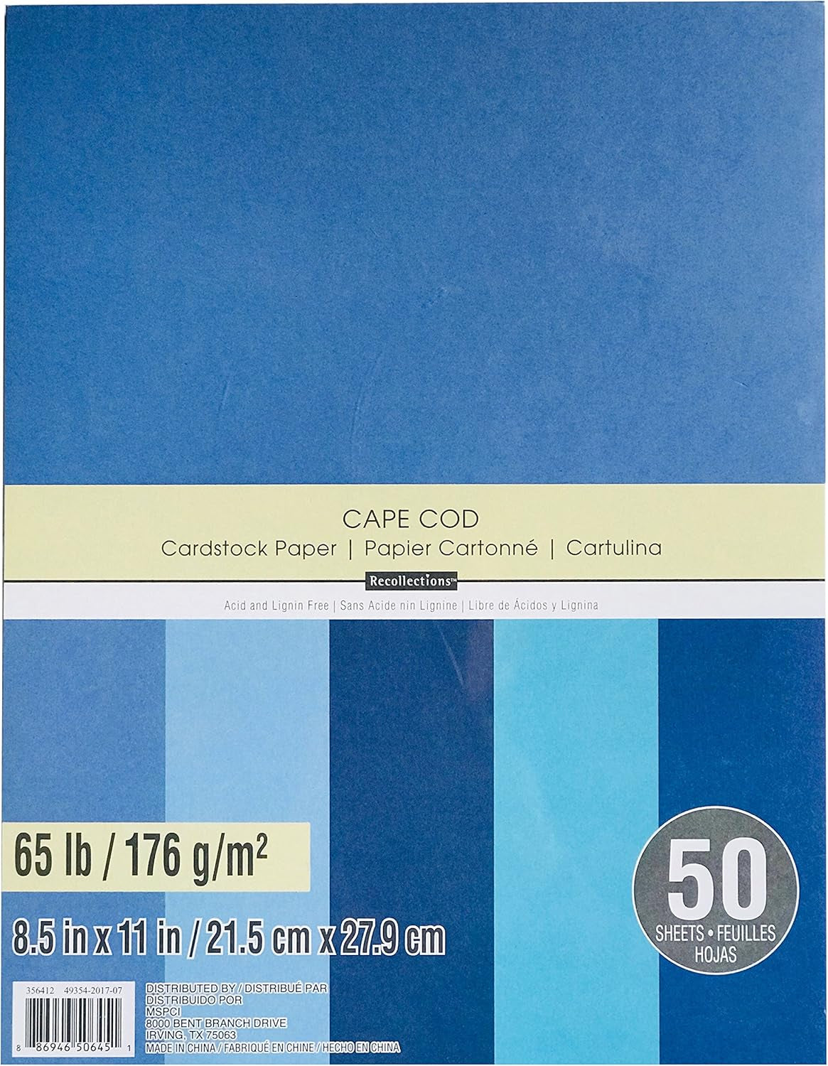 Cardstock Paper, 8 1/2" X 11" Cape Cod Blues - 50 Sheets