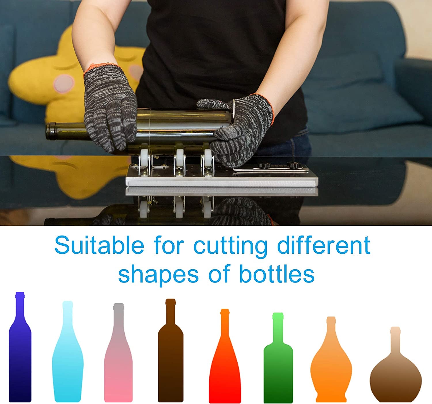 Glass Bottle Cutter, Glass Cutter for Bottles for Cutting Wine, Beer, Mason Jars, Whiskey, round and Oval Bottles, Bottle Cutter &amp; Glass Cutter Bundle for DIY Project Crafts