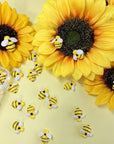Tiny Resin Bees for Crafts, 50 Pcs Plastic Bumble Bee Decor for DIY Wreath Embellishments and Bee Themed Party Supplies Baby Shower Birthday Table Decoration
