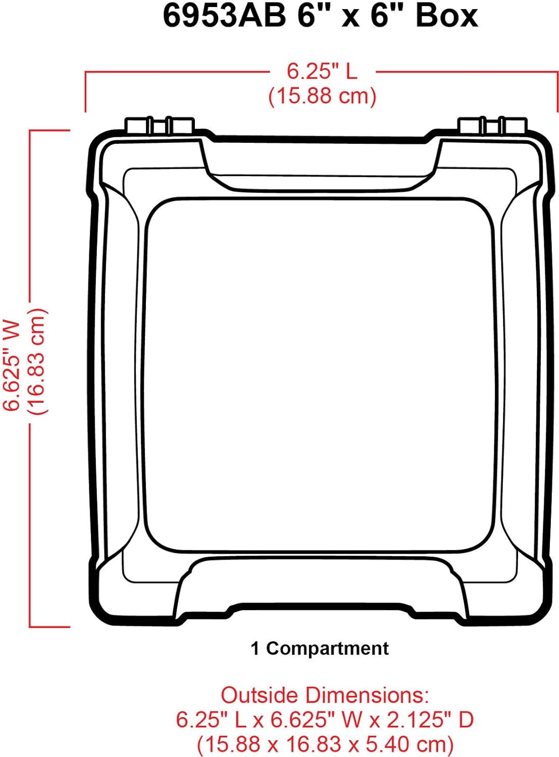 6953AB Clearview 6" X 6" Box Art &amp; Craft Organizer, [1] Plastic Storage Case, Clear
