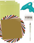 Ultimate Starter Kit - Premium Removable Vinyl, Mats, Knife Kit, Glue Gun, Cutting Ruler, & Tool Kit (For Maker & Explore Family Machines)