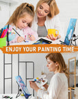 68PCS Acrylic Paint Canvas Set for Adults & Kids, Art Painting Supplies Kit with 24 Paints,Table Easel,8 Canvas Panels,12 Brushes,Paper Pad,Cleaning Cup,Sponge,Palette for Artist Beginner