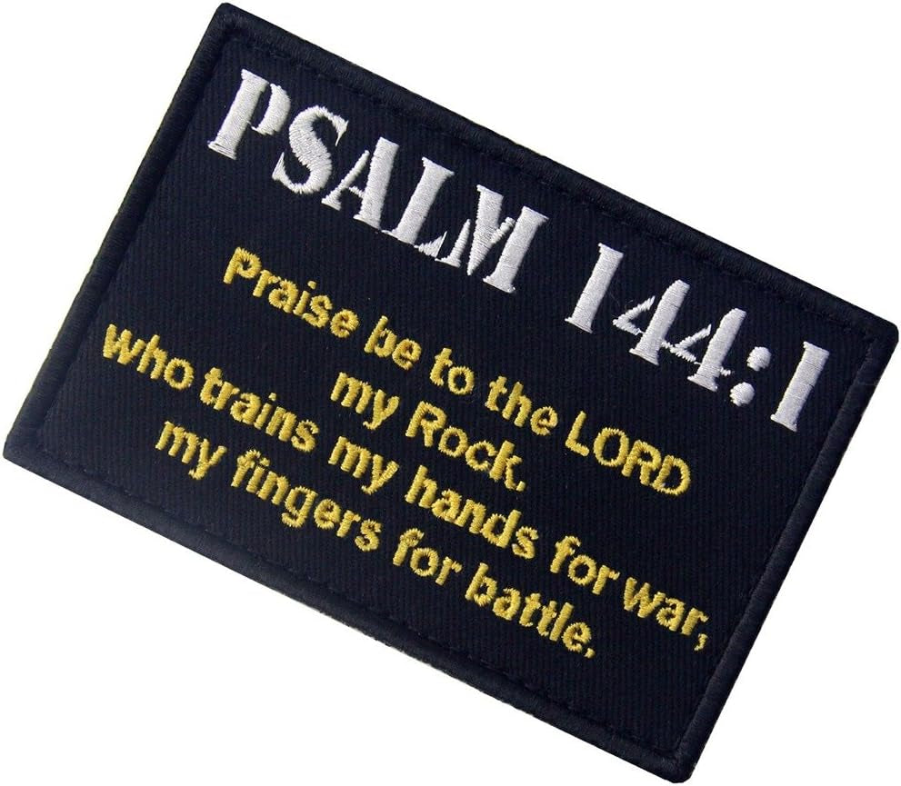 Tactical Psalm 144:1 BNW Patch Combat Badge Morale Applique Embroidered Fastener Hook & Loop Emblem