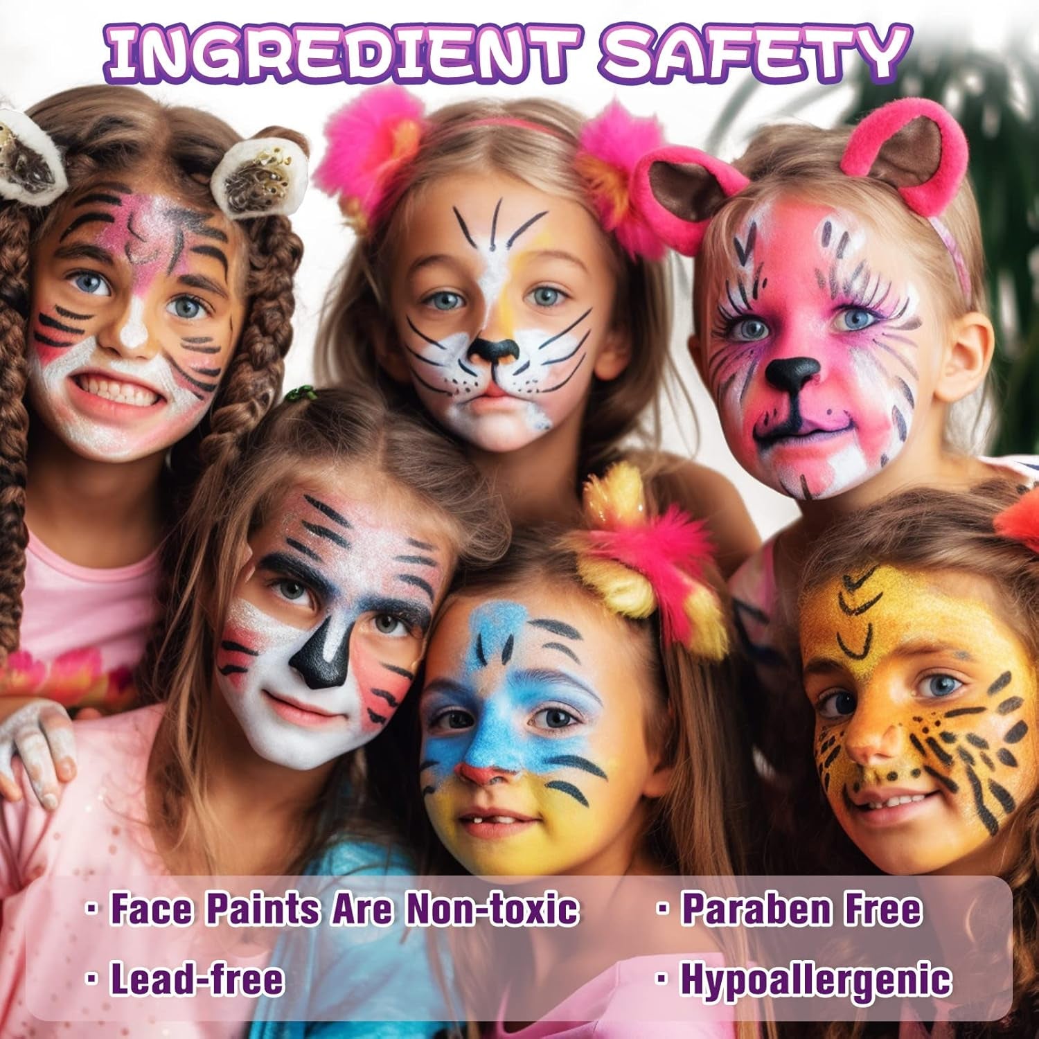 Face Painting Kit for Kids, 15 Colors Non-Toxic Water Based Face Paint Kits, Brushes Sponges Glitters Gem Sheet Stencils Hair Chalk Halloween Makeup Kit Professional Kids Face Paint Kit