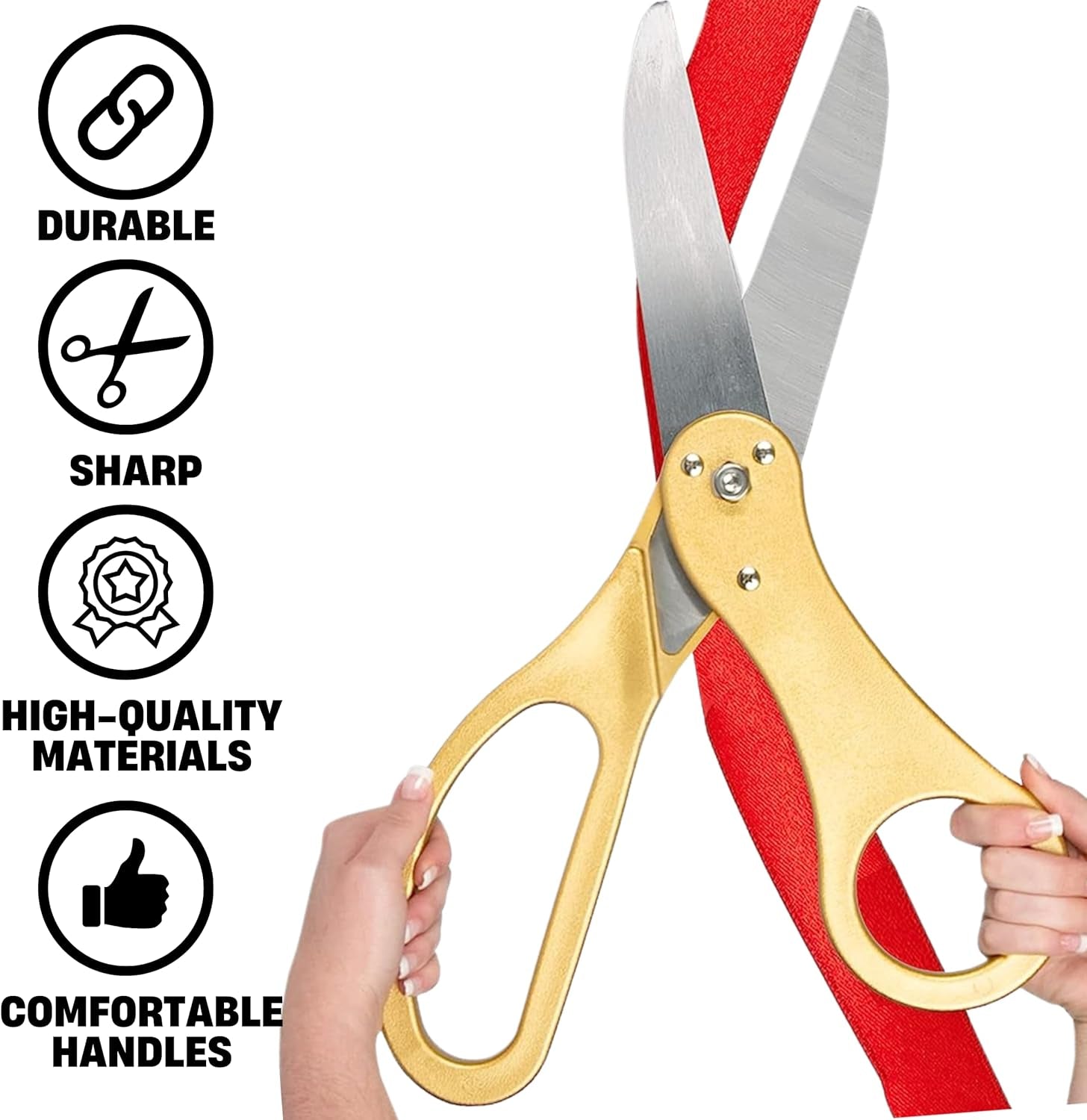 Gold Ribbon Cutting Ceremony Kit – 20 Inch Gold Giant Scissors Giants Ribbon Cutting Scissors with Red Ribbon Grand Opening Ribbon and Scissors for Special Events Inaugurations and Ceremonies