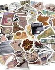 100 Pcs Vintage Stickers, Aesthetic Stickers for Water Bottle, Laptop, Scrapbook, Journaling, Waterproof Vinyl Stickers for Adults Teens