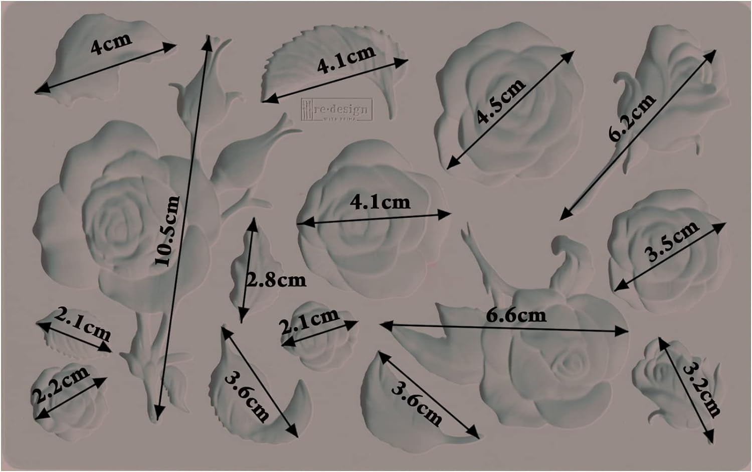 Redesign Furniture Decor Moulds® Fragrant Roses 5"X8",8Mm Thickness for Funiture Dresser, Chocolate,Cake,Candy,Backery,Soap,Polymer Clay, Earthen Clay