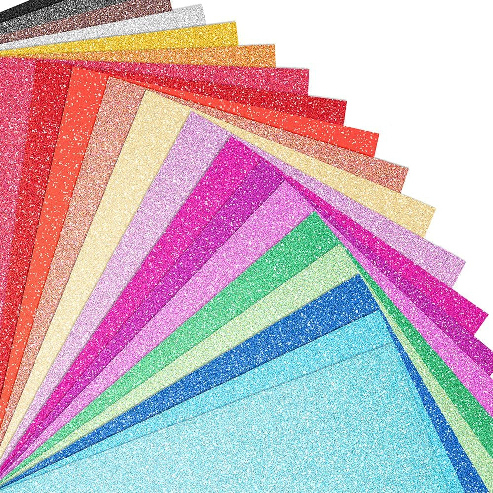 40 Sheets 20 Colors Glitter Cardstock,  Cricut Paper Cardstock, No-Shed Sparkly Glitter, A5 Glitter Paper for Arts and Crafts - Card Making, Scrapbooking, DIY Projects