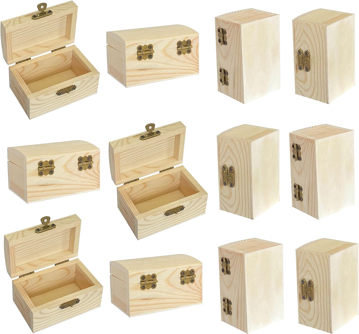 12 Pieces Small Wooden Box Unfinished Wood Treasure Boxes with Lid for DIY Crafts (3.5 X 2.1 X 1.9 In)