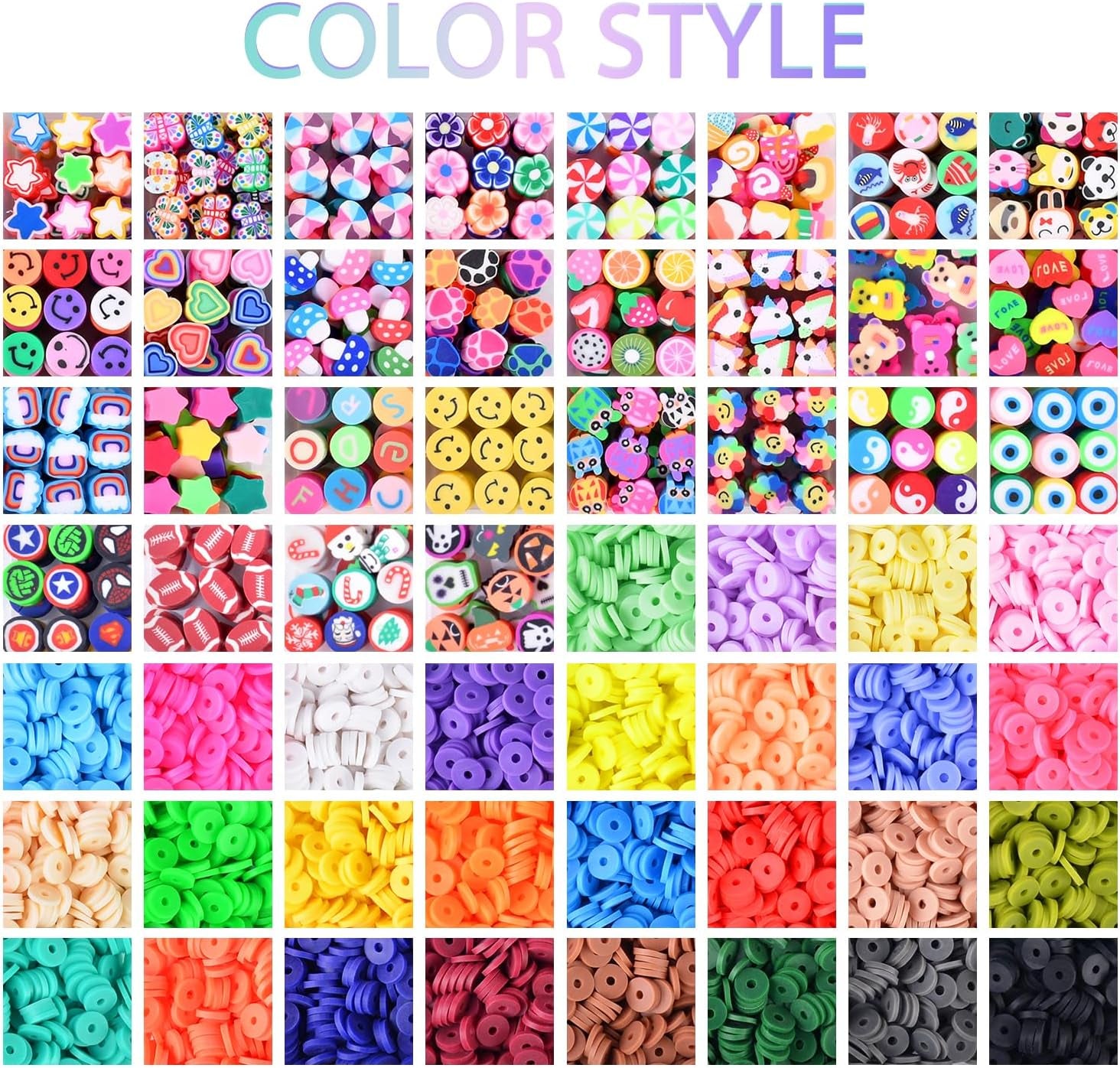 Clay Beads Bracelet Making Kit 10000 PCS 56 Colors Flat round Polymer Heishi Beads Kit with Letter Beads for Jewelry Bracelets Necklace Making