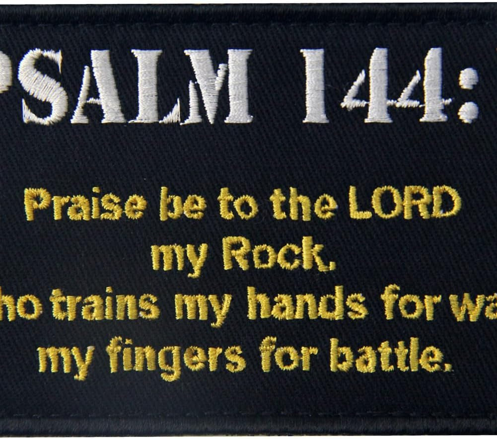Tactical Psalm 144:1 BNW Patch Combat Badge Morale Applique Embroidered Fastener Hook & Loop Emblem