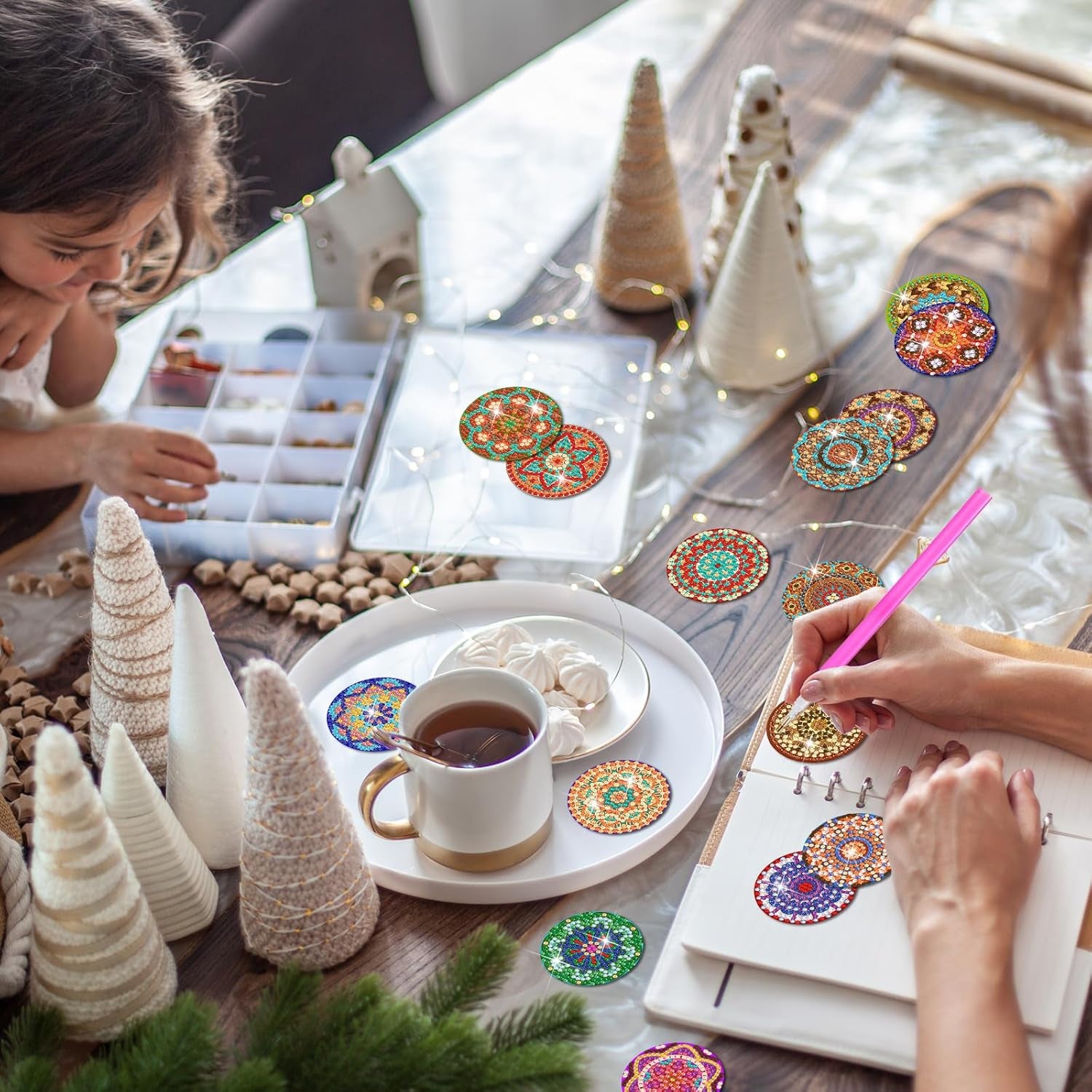 20 Pcs Mandala Refrigerator Diamond Painting Magnets Boho Diamond Painting Kits Fridge Diamond Art Magnets Diamond Art Kits Diamond Painting Stickers for Adults DIY Home Decor