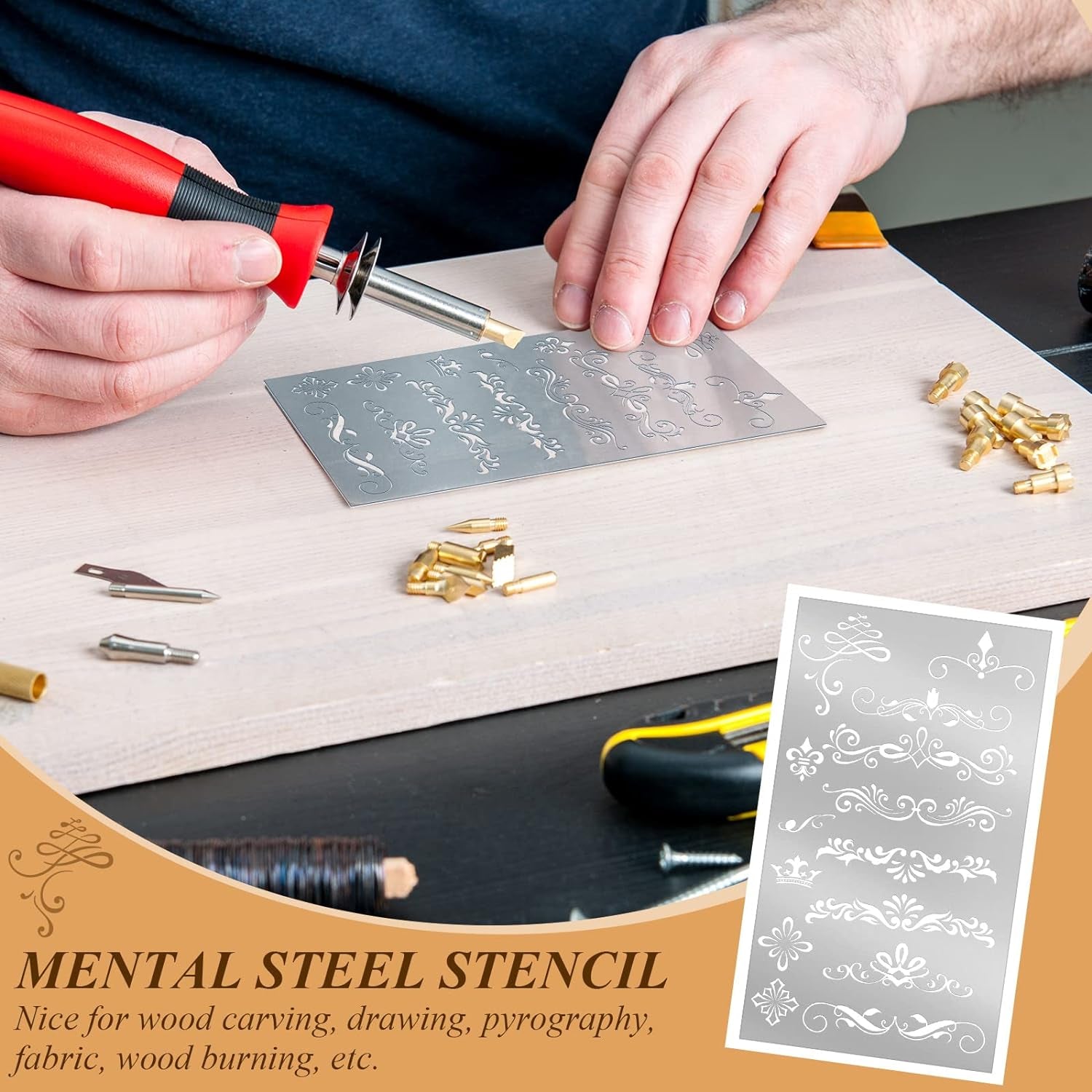 8 Pcs 4 X 7 Inch Stainless Steel Stencils Stencils Alphabet Number Stencils for Journaling Metal Stencils Bookmark Vintage Flower Vines Stencils for DIY Engraving Painting (Stylish Style)