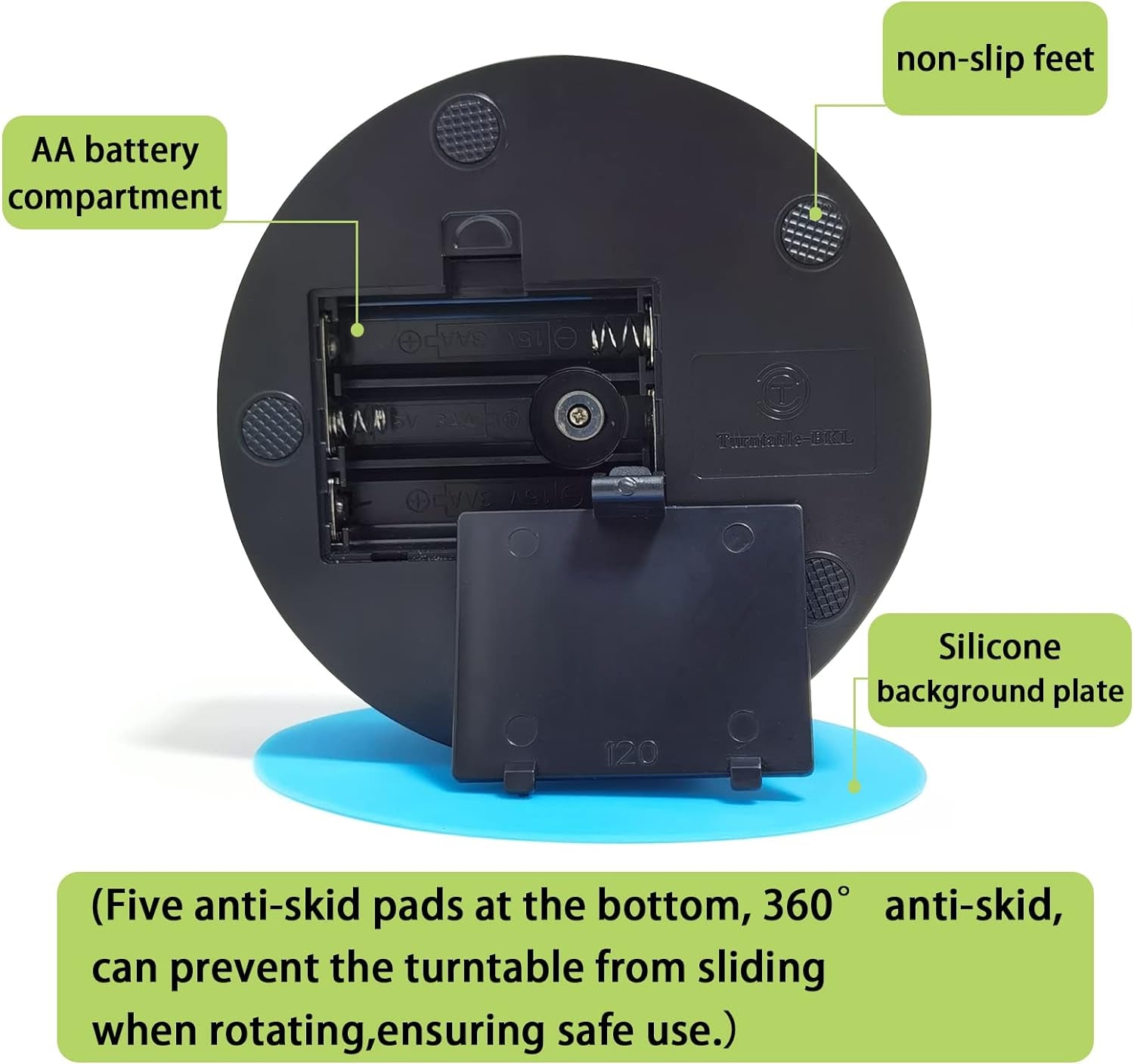 Motorized Rotating Display Stand,Turner Cup Platform for Epoxy Glitter Tumbler, 360 Automatic Mute Rotating Turntable, Tumbler Making Supplies Spinner, Base for Product Video Show ,Balck 4.72In