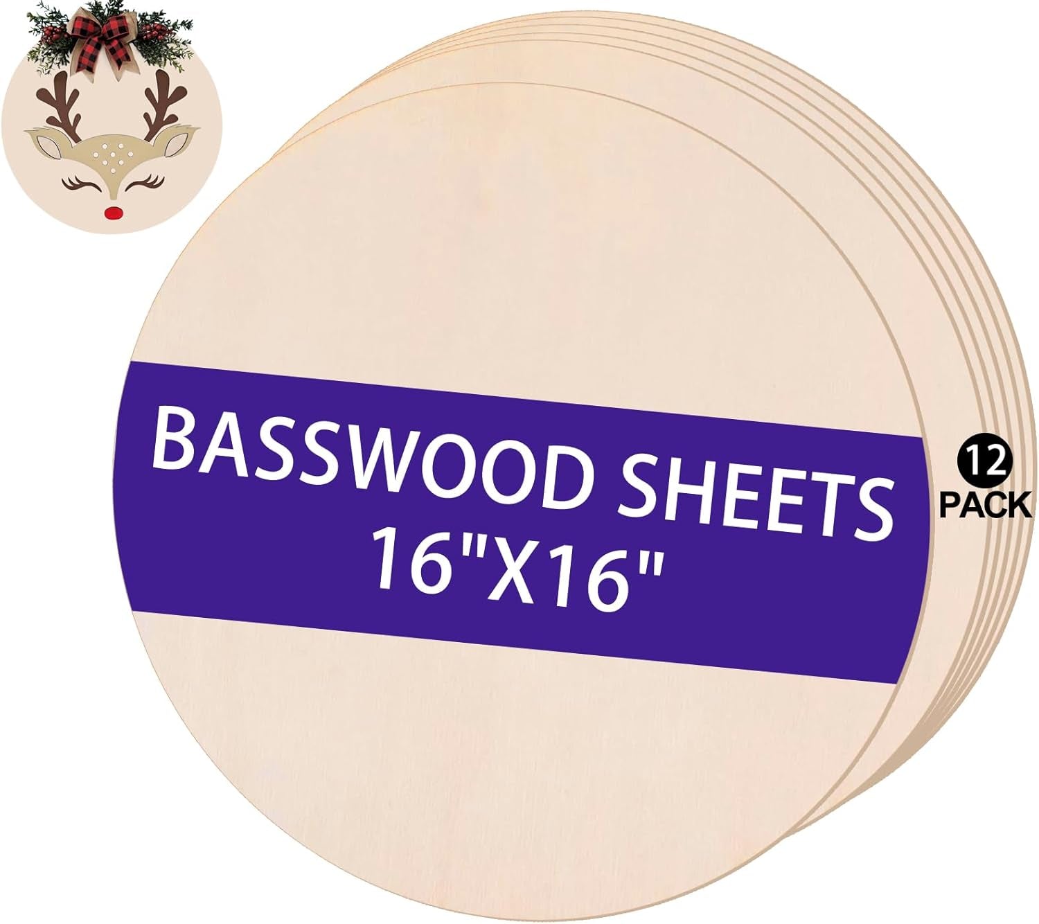12 Pack 12" Wood Circles for Crafts, round Wooden Discs for Crafts, 3Mm Unfinished Blank Wood Signs for DIY Crafts, Door Hanger, Sign, Wood Burning, Painting, Christmas Halloween Decor
