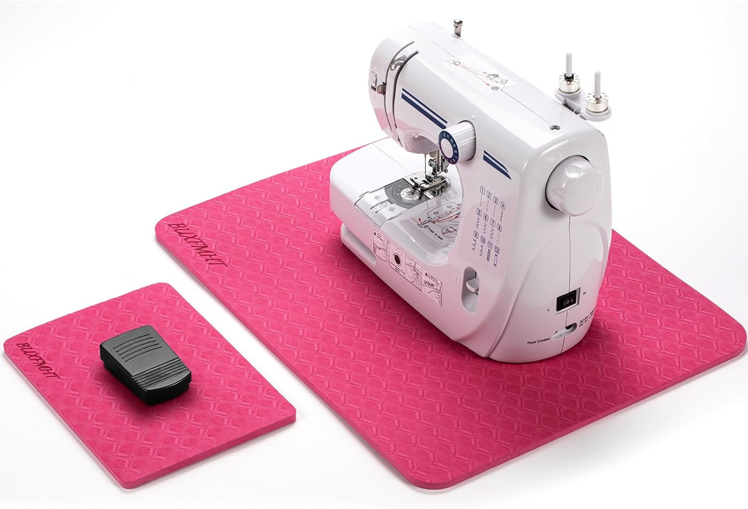 Sewing Mat Set, Sewing Machine Muffling Mat, Reduce Sewing Machine &amp; Pedal Vibrations, Movement and Slipping, Sewing Machine and Sergers Accessory (2-Piece Set) (Rose Red)