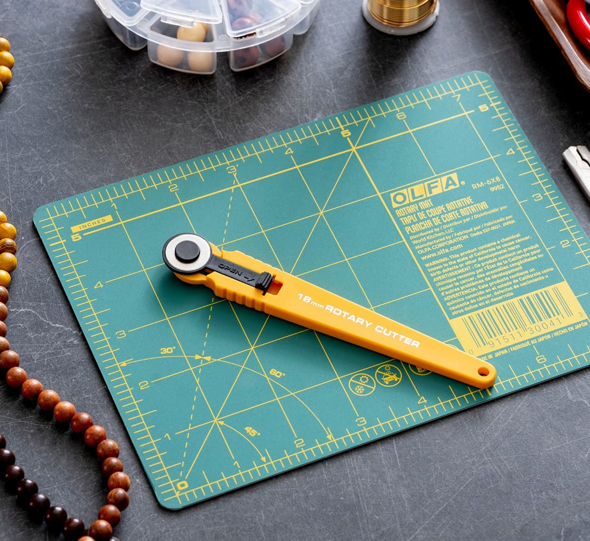 18Mm Quick-Change Rotary Cutter (RTY-4) - Rotary Fabric Cutter W/ Blade Cover for Quilting, Sewing, Crafts, Scrapbooking, Replacement Blade:  RB18-2