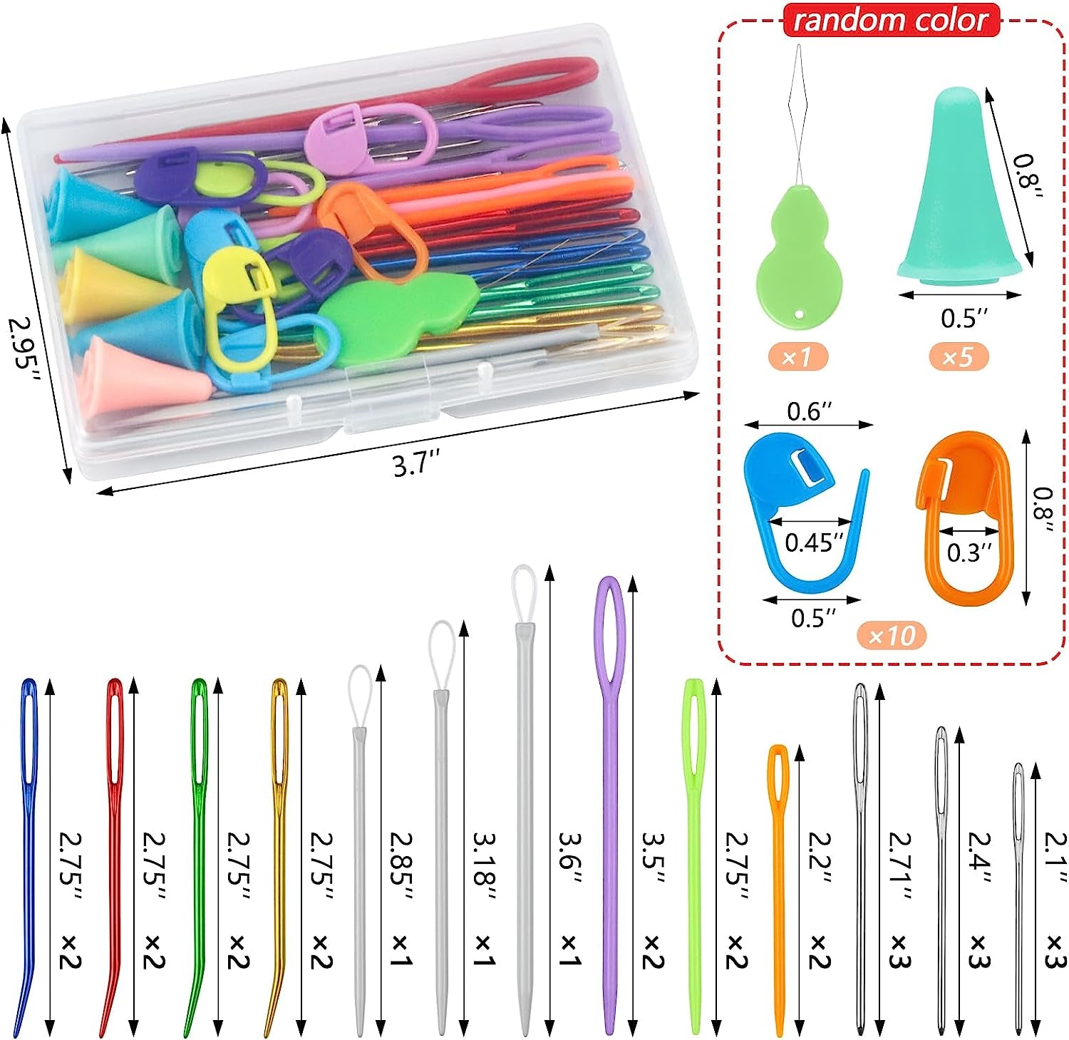43 Pcs Yarn Needles Set, Assorted Yarn Needles Bent Tapestry Needle Weaving Needle Darning Needles Big Eye Blunt Knitting Needles with Stitch Markers for Knitting Crochet Kit