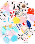 100Pcs Miniature Ocean Animals Mermaid Fish Dolphins Glitter Charms Decoration Flatback Resin Sets for DIY Fairy Garden Accessories Crafts