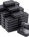Metal Rectangular Hinged Tins - Pack of 40 Matte Black Mini Portable Box Containers Small Empty Storage Tins with Lids Home Organizer Kit for Storage Drawing Pin Jewelry Crafts