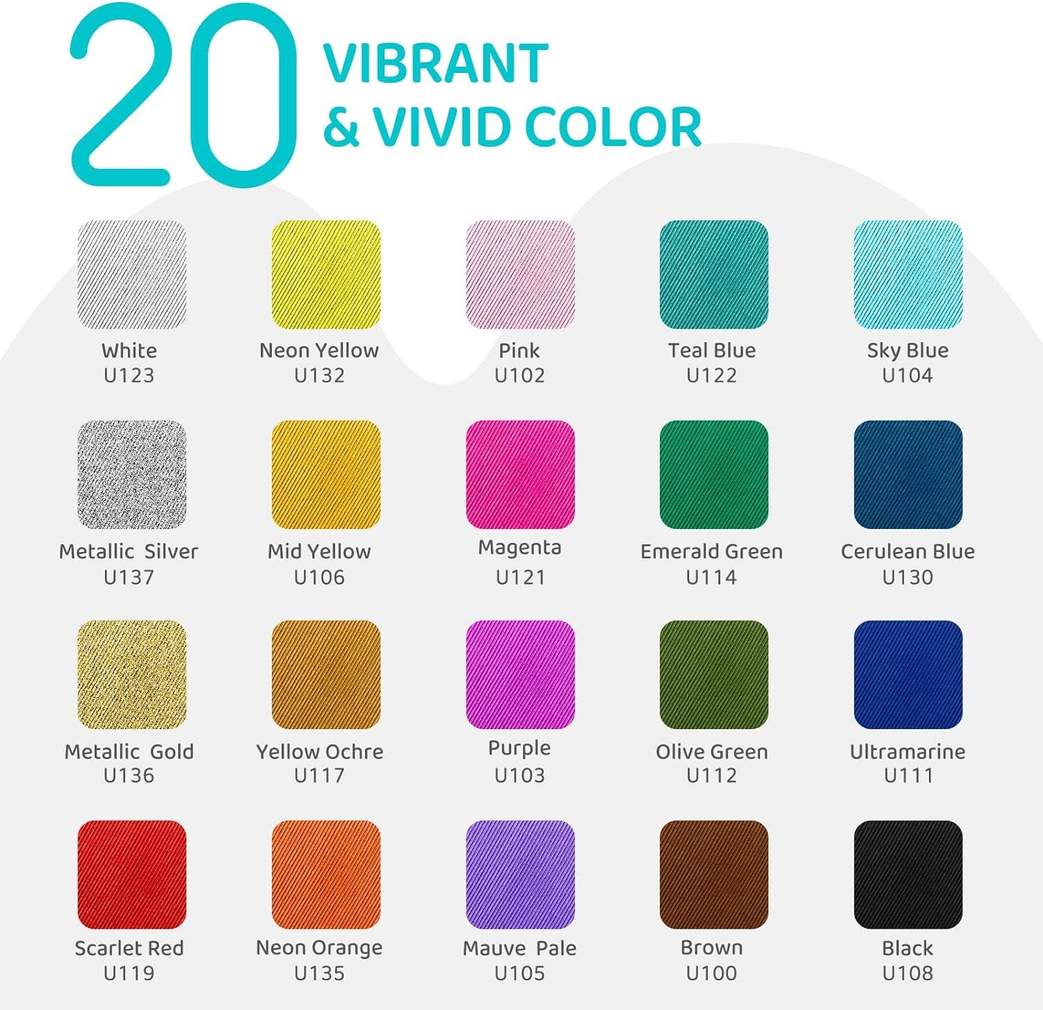 Fabric Paint Set for Clothes, 20 Colors(60Ml/2Oz Each) Permanent Textile Paint with 6 Brushes, 1 Palette, Washable Fabric Paint, Art Supplies for Clothes, Canvas, T-Shirts, Jeans, Bags, DIY Projects