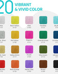 Fabric Paint Set for Clothes, 20 Colors(60Ml/2Oz Each) Permanent Textile Paint with 6 Brushes, 1 Palette, Washable Fabric Paint, Art Supplies for Clothes, Canvas, T-Shirts, Jeans, Bags, DIY Projects