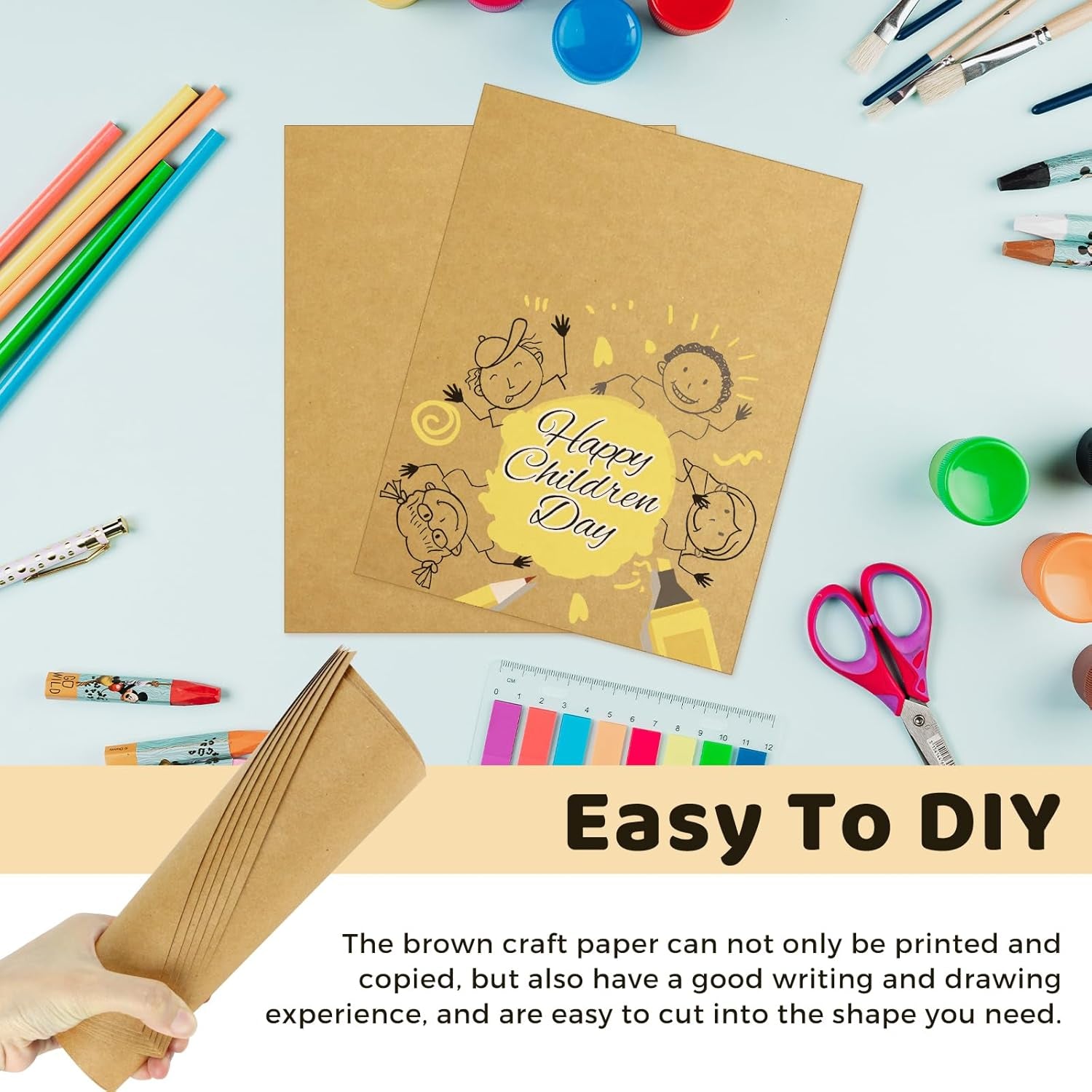 200 Sheets Brown Kraft Cardstocks, Letter Size Thick Paper Cover Card Stock Printer Paper for Craft Scrapbooking, DIY Cards Making, 8.5" X 11" (Brown)