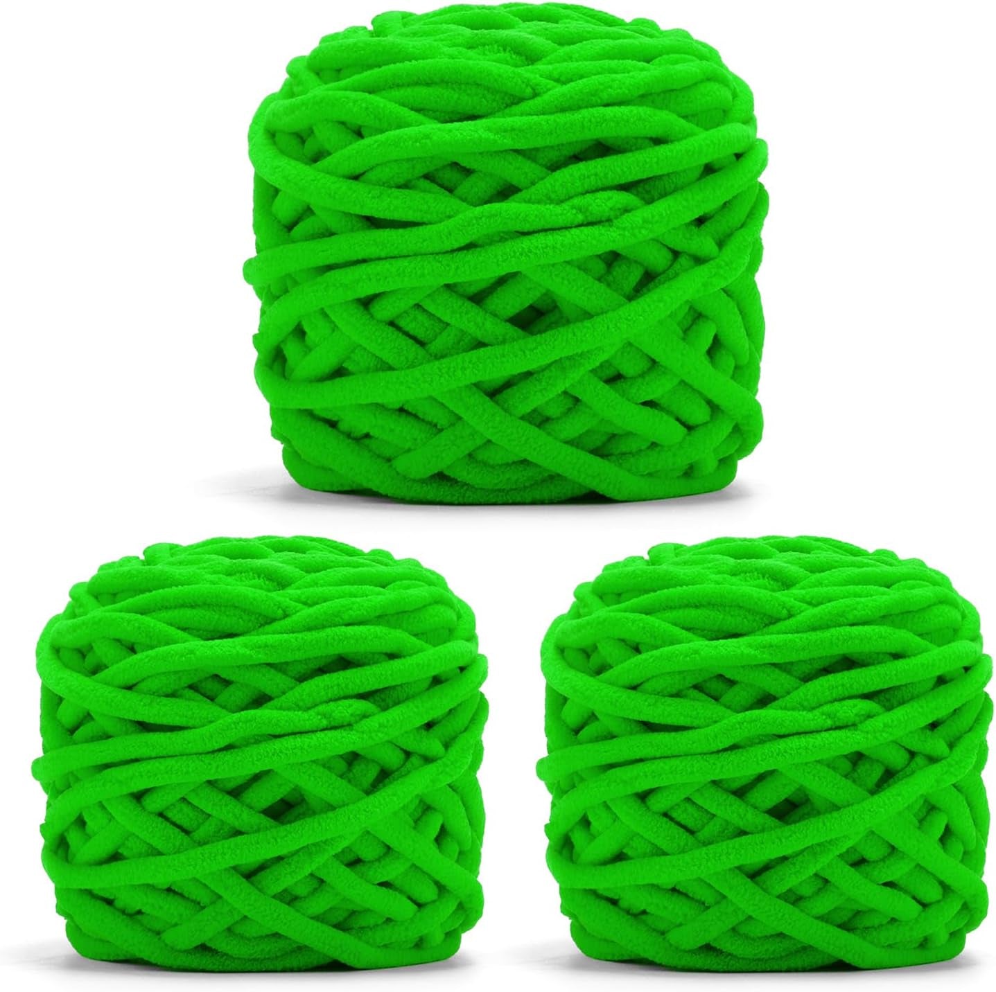 Blanket Yarn 3 Pack of 100G/3.5Oz - White Chenille Yarn 6 Super Bulky - Knitting, Crocheting &amp; Crafts Chunky Yarn
