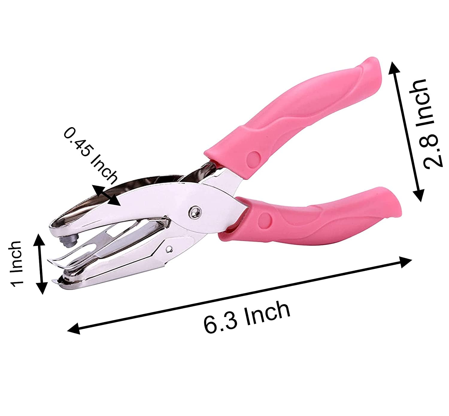 1 Pack 6.3 Inch Length 1/4 Inch Diameter of Heart Shape Hole  Single Paper Hole Punch, Puncher with Pink Soft Thick Leather Cover(Heart 1/4 Inch)