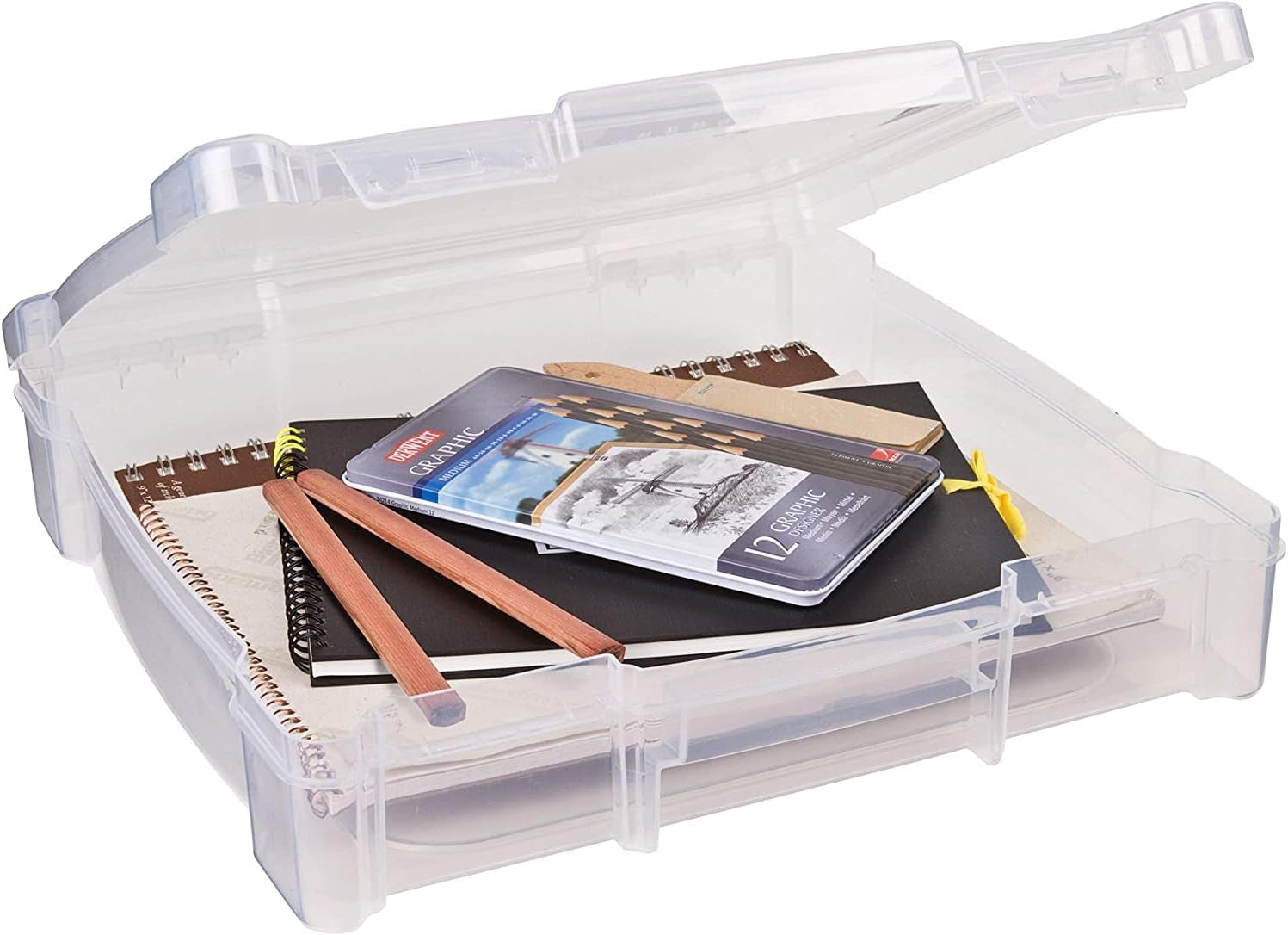 6912AB Essentials One-Compartment 12" X 12" Box, Art &amp; Craft Organizer, [1] Plastic Storage Case, Clear, 14.125" X 13.625" X 3"