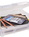 6912AB Essentials One-Compartment 12" X 12" Box, Art & Craft Organizer, [1] Plastic Storage Case, Clear, 14.125" X 13.625" X 3"