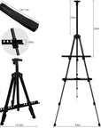 Portable Artist Easel Stand, Metal Tripod Adjustable Easel for Painting Canvases Height from 17 to 66 Inch,Carry Bag for Table-Top/Floor Didplaying and Wedding Signs,Black(1Pack)