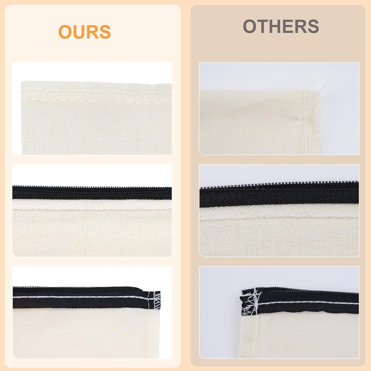 Blank Canvas Makeup Bags 10 Pack, Sublimation Blanks Cosmetic Bags, DIY Heat Transfer Canvas Pen Case Pencil Bags, Beige Multi-Purpose Travel Toiletry Zipper Bags (10Pcs 8.3 × 5 Inch)