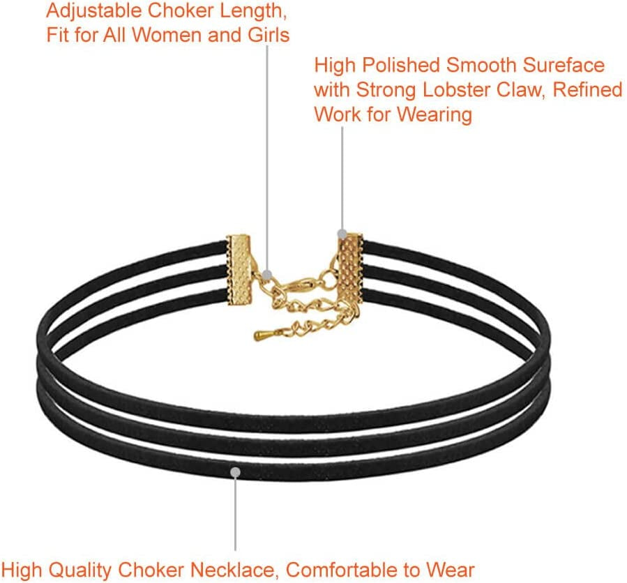 50Pcs Black Choker Necklaces Set for Ladies and Women