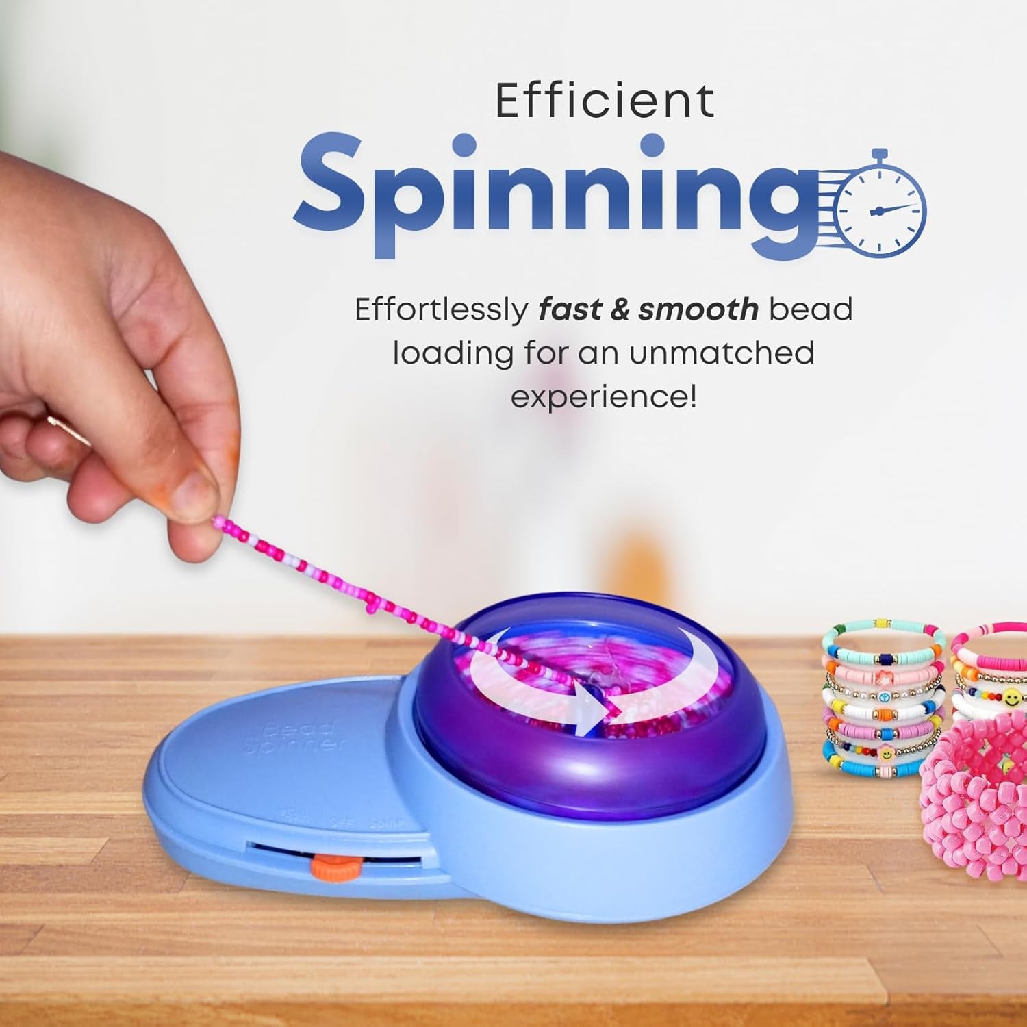 Electric Bead Spinner for Jewelry Making | Adjustable Speed Bracelet Spinner Kit with Forward &amp; Reverse Rotation | 3 Bowls with Lids | 2 Big Eye Bead Spinner Needles &amp; 8 Colored Beads