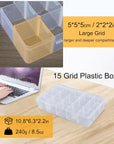 Tackle Box Organizer Plastic Organizer Box with Dividers Bead Organizer Box Container Clear Snackle Box Container Large 15 Grid Box Organizer