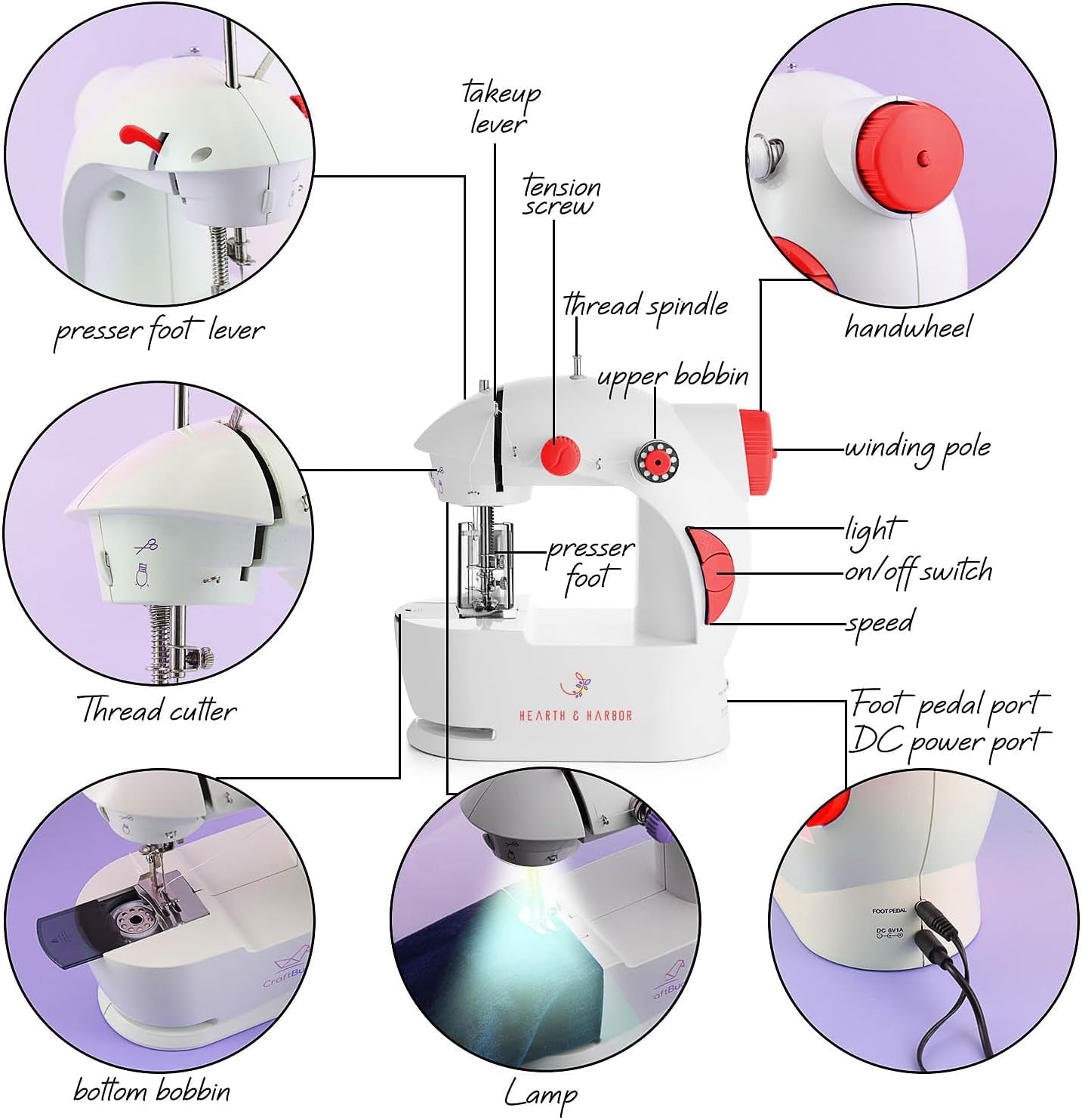 Mini Sewing Machine for Beginners Adult, 48-Piece Portable Sewing Machine, Dual Speed Small Sewing Machine, Adults and Kids Sewing Machine, Travel Beginner Sewing Machines with Sewing Kit and Book