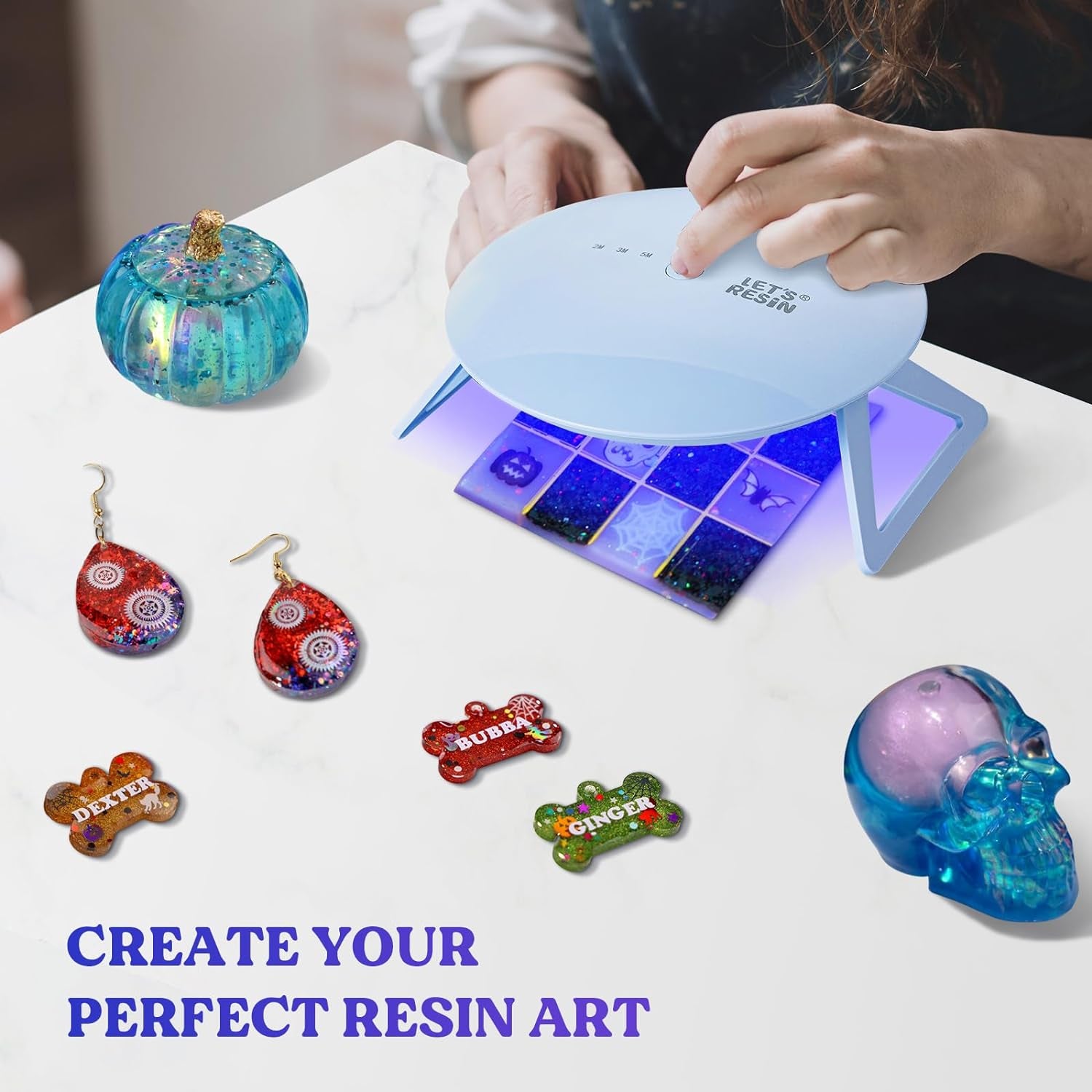 UV Light Pro,Longer 2,3,5M Time Setting UV Lamp with Larger Coverage Area and More Concentrated Lights,Portable & Foldable UV Resin Light for Resin Molds, Jewelry Making