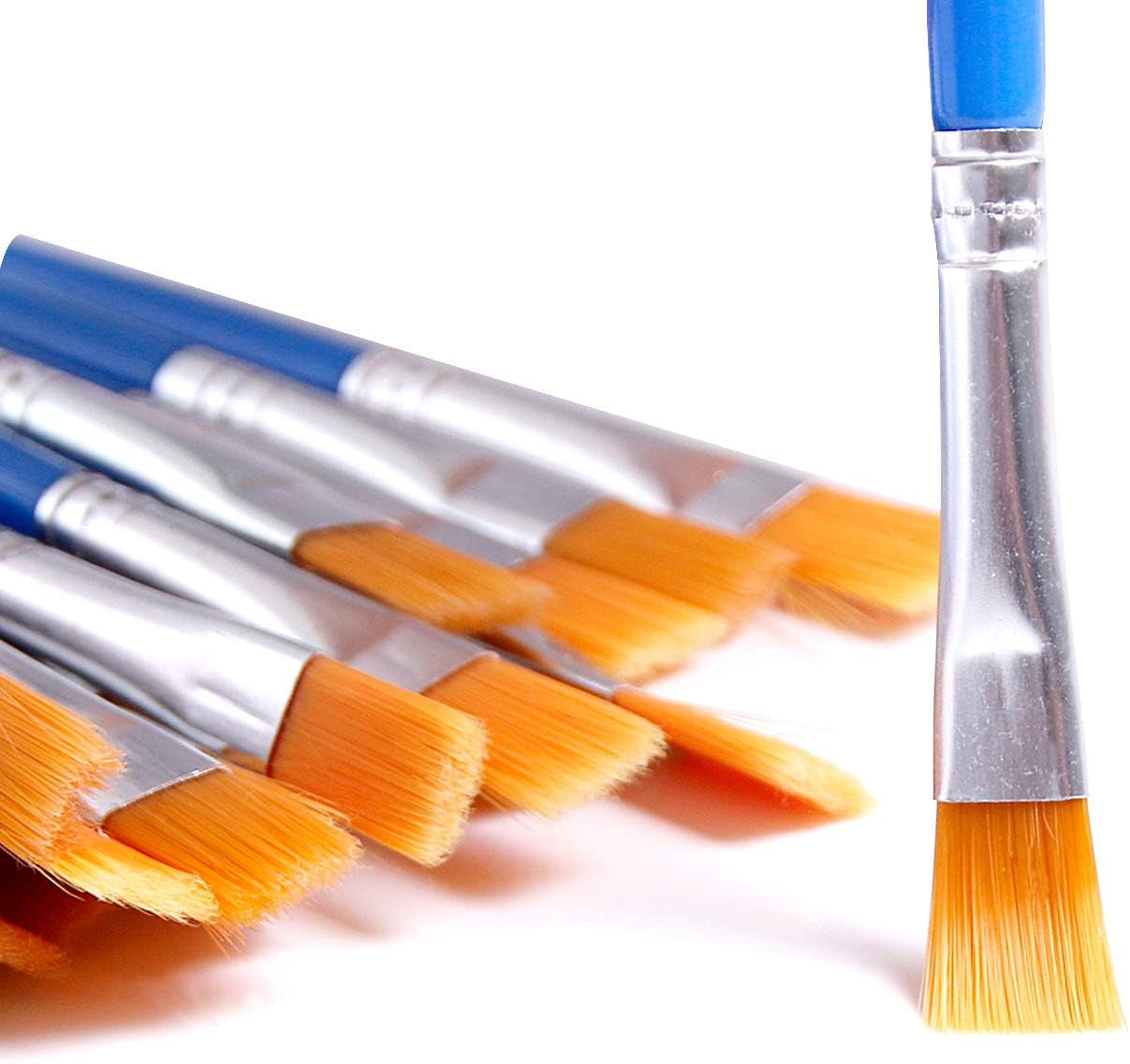 100 Pcs Flat Paint Brushes,Small Brush Bulk for Detail Painting,Nylon Hair Brushes Acrylic Oil Watercolor Fine Art Painting for Kids,Children,Students,Starter,Teens, Adults, Artist