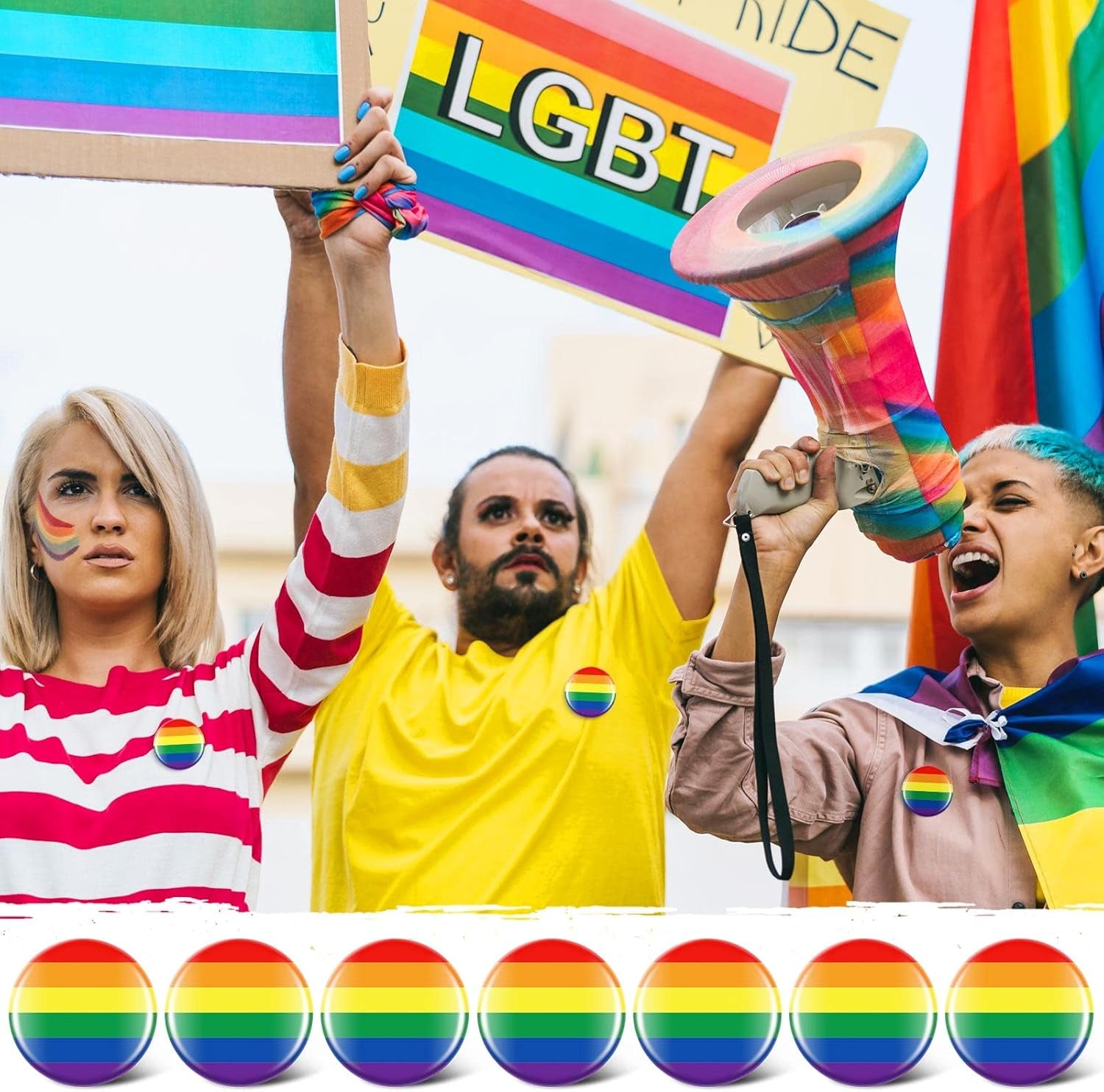 360 Pcs Gay Pride Pins round Rainbow Pinback Buttons 1.5 Inch LGBTQ Pins Rainbow Pins and Buttons LGBT Button Pin for Pride Month Events Parade Activities