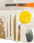 8 Pcs Ceramic Clay Tools Set, Wooden Clay Wax Pottery Sculpting Modeling Tool Kits Pottery Smoothing Cleaning Carving Shaping Cutting Tools