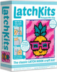 Latchkits  for Wall Hangings & Mini-Rugs - Pineapple - Craft Kit with Easy, Color-Coded Canvas, Pre-Cut Yarn & Latch Hook Tool - Perfect DIY Craft for Kids - Ages 6 and Up, Small, Multi